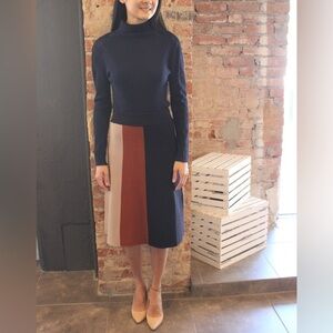 Molly Bracken Color Block Sweater A-Line Modest Midi Skirt